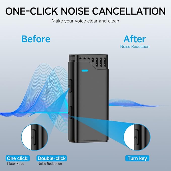 2 in 1 Professional Wireless Lavalier Microphone for Android, iPhone iPad with Charging Case Noise Cancellation Plug-Play Clip on Lapel Mic for YouTube, Recording, Facebook Live Streaming (Black)