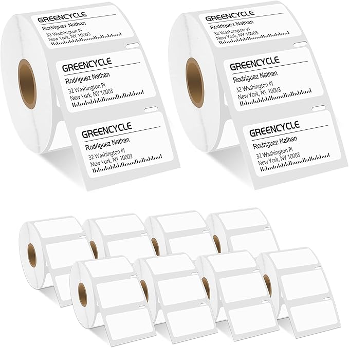 GREENCYCLE 10 Roll Compatible for Dymo 30334 2-1/4" x 1-1/4" White Multipurpose Medium Address Shipping Label for Labelwriter 450, 4XL & Zebra Desktop Printers 1000 Labels/Roll, NOT FIT 550 & 5XL
