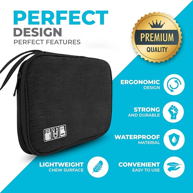 Electronics Charger Organizer - Travel Cable Case for Cords, Chargers, and Tech Accessories