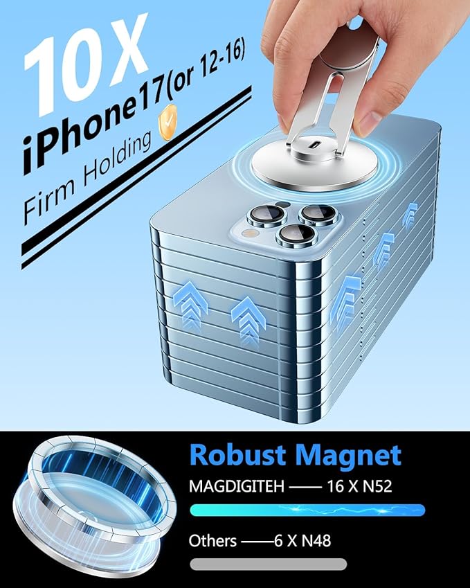 Magnetic Phone Holder for Laptop, MagSafe Laptop Phone Mount with Wirelesss Charger for iPhone 17/16/15/14/13/12, Magnetic Phone Mount for Tesla Model 3 Model Y/X/S (Silver)