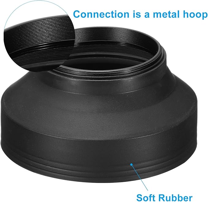 PATIKIL 58mm Camera Lens Hood, Rubber Collapsible Lens Protector Anti-Reflection Blocks Excess Sunlight Enhance Camera Photography for Nikon, for Fujifilm, for Pentax, for Leica