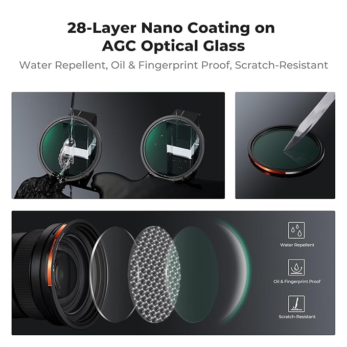 K&F CONCEPT 55mm Magnetic 1s Swap 5-Pack: CPL + VND2-32 + Black Diffusion 1/4 + Magnetic Basic Ring + Lens Cap Kit with Storage Case, 28 Multi-Layer Coating for Camera Lens (Nano-X Series)