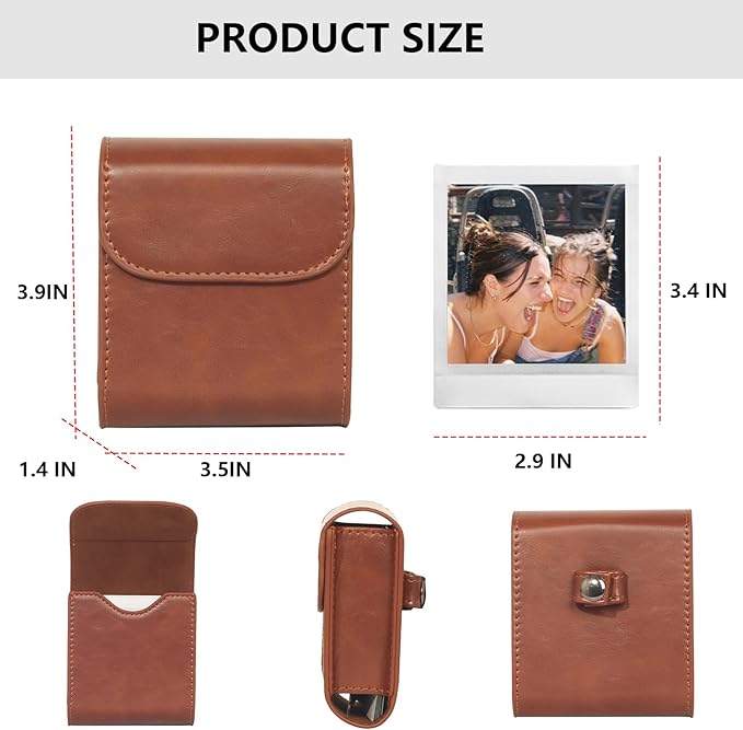 WOGOZAN Square Photo Album for Fujifilm Instax Square SQ1 SQ40 SQ20 SQ10 SQ6 SP-3 Instant Camera 2.9x3.4 Inch Films, SQ Photo Pouch Bag with Soft PU Leather Material and Magnetic Snap Design (Brown)