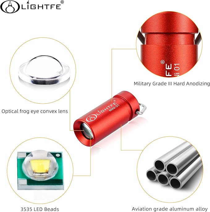 LIGHTFE MINI01 Keychain Flashlight mini Keychain Light is Light, Small, and Bright(Mini01-Red)