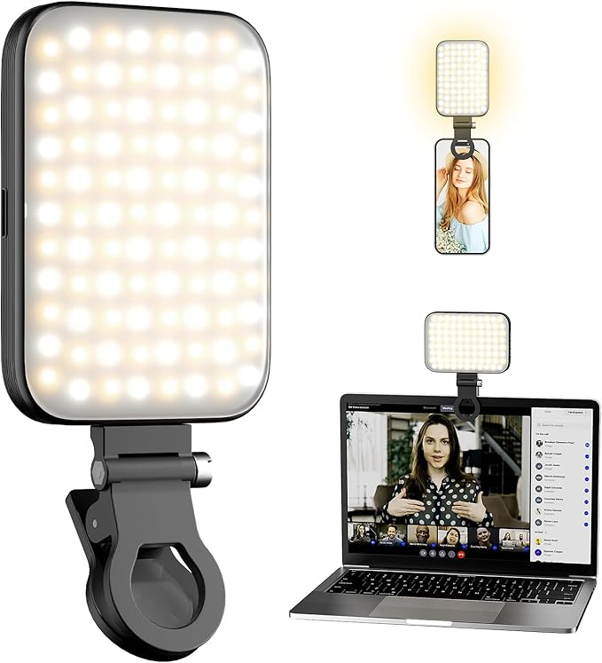 Selfie Light Rechargeable Phone Light Clip-On – Portable LED Selfie Light with 3 Color Modes & 10 Brightness Levels for iPhone, TikTok, Makeup, Vlogging, Live Streaming, Zoom