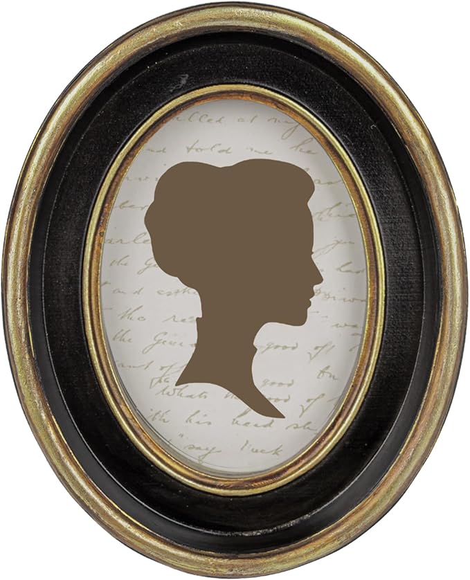 AELS 2.5x3.5 Inch Small Wallet Size Vintage Picture Frame, Elegant Antique Mini Photo Frames with Glass Front, Photo Display, Tabletop Wall Hanging, Gift Ideas, Black Oval with Gold Trim