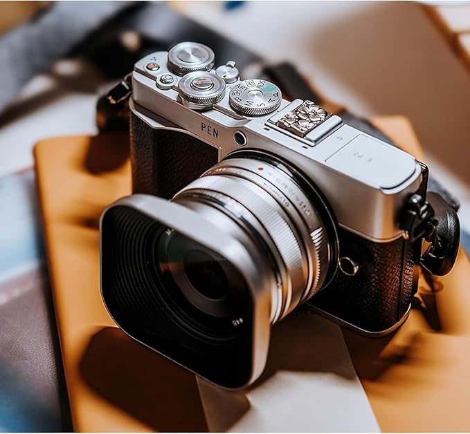 Haoge LH-F48W Square Metal Lens Hood Shade for Olympus M.ZUIKO Digital 17mm f1.8 17 1.8 Lens Replace Olympus LH-48B Silver