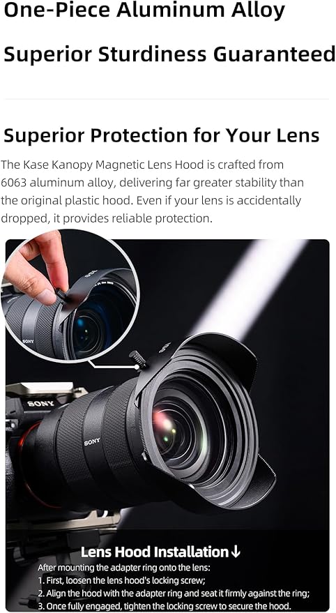 Kase Kanopy Magnetic Metal Lens Hood for Revolution/Revolution Plus 95mm Filters (Hood + 82mm Adapter)