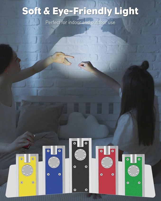 Uniclife 10 Pack LED Keychain Flashlight Mini Square LED Keychain Light 12 Lumen Portable Bright Battery Powered Key Ring Torch for Outdoor Camping Hiking and Emergency Lighting, 5 Colors of Shells