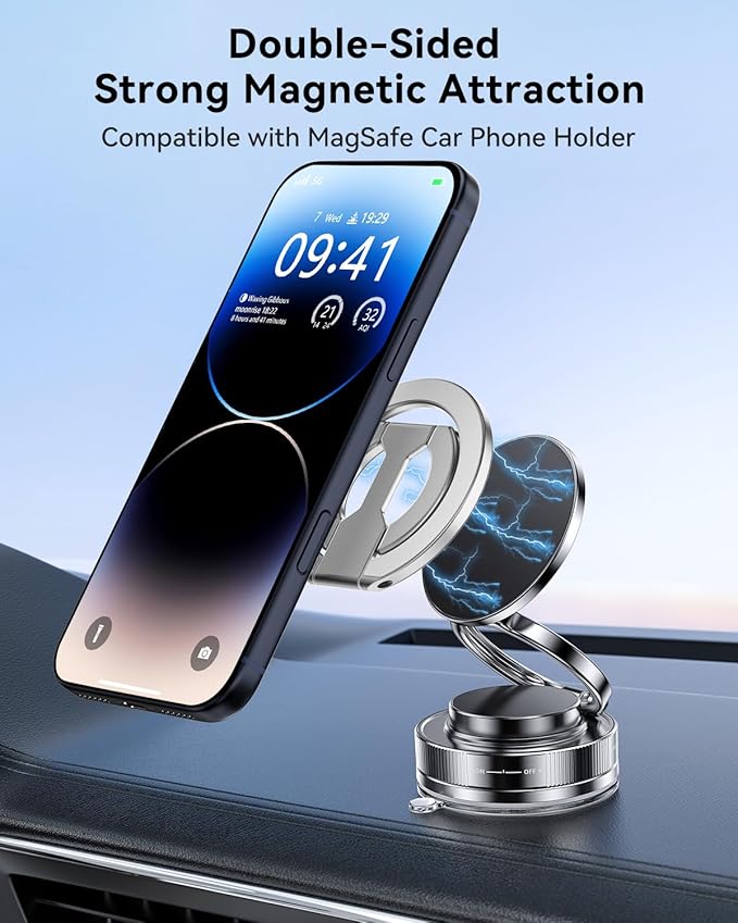 CloudValley 4-in-1 Magnetic Phone Grip Holder for MagSafe, 2025 Super Stable Kickstand & Mag Safe Finger Loop, Compatible with iPhone 17/16/15/14/13 Series & MagSafe Case (Silver)