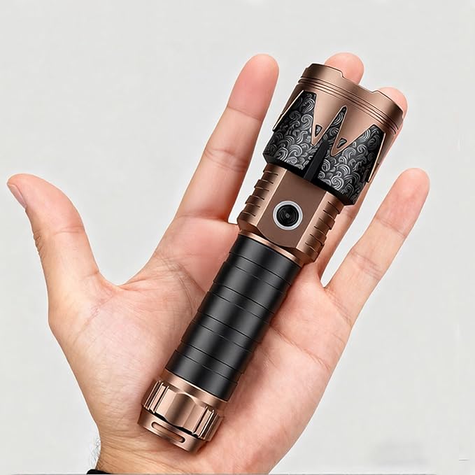 SKYFIRE Rechargeable Flashlights High Lumens 2 Pack with Ignition Lens,8000mAh Mini Bright Tactical Torch with 6 Modes Waterproof Zoomable LED Flash Light for Camping Essentials Outdoor Home Emergency
