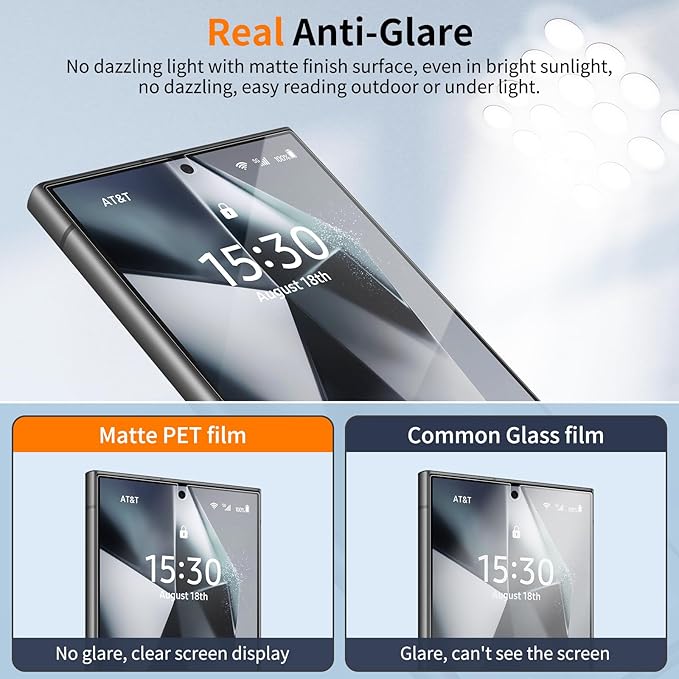 posidentists 2 Pack for Samsung Galaxy S24 Ultra 6.8" Screen Protector-PET Film [Not Glass] Auto-Alignment Kit, Anti-Glare, Anti-Fingerprint, Easy Installation, Case Friendly Film