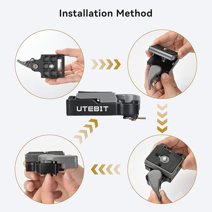 UTEBIT 323 RC2 Quick Release Plate, Aluminum Alloy Rapid Adapter with 1/4" and 3/8" Camera Screw Tripod Mount Plate Fit Only for Manfrotto Tripod (Grey)