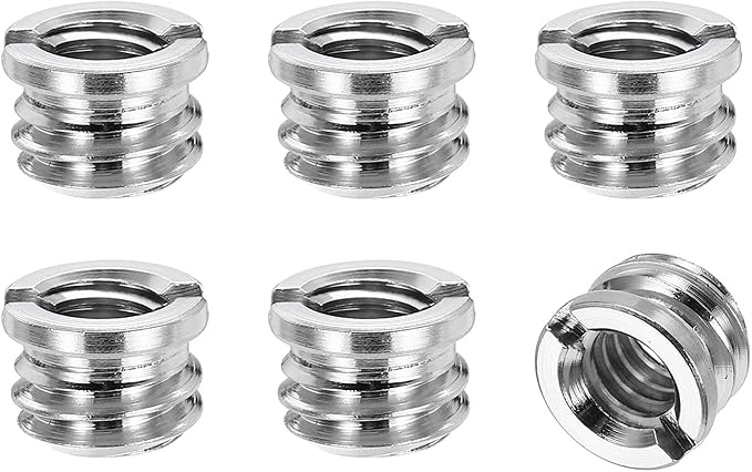 PATIKIL 6pcs 1/4" Female to 3/8" Male Thread Reducing Adapter Tripod Mount Screws Carbon Steel Adapter for Tripod Monopod of Camera, Silver