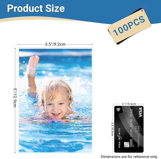 100 Pcs Clear Photo Sleeves, Top Loading Acid-Free Plastic Sheet Protectors for Photos, Index Cards, Archival Safe, Water/dust Proof Storage, 3.5x5