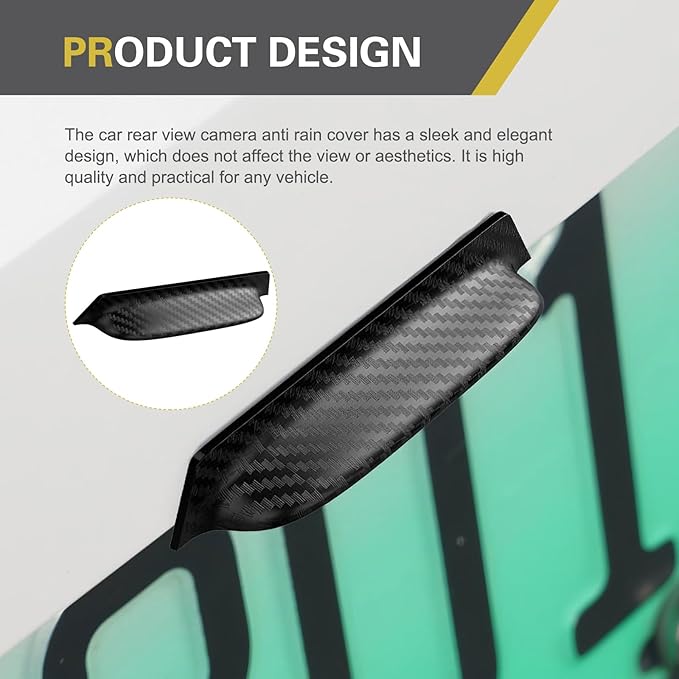 Car Rear View Camera Cover, Anti-rain Backup Camera Cover, 360 Degree Cars Rain Guard Rear View Cameras Sticker Strip, Universal for Car SUV Truck (Carbon Fiber)