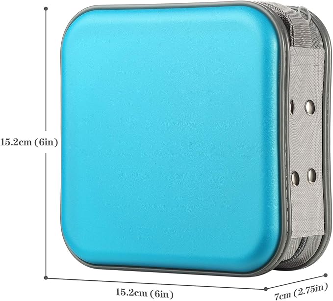 alavisxf xx CD Case, 48 Capacity Hard Plastic DVD Case Portable Zipper CD Case Holder Large Storage Disc Wallet Bag for Car Home Travel (Sky Blue, 48 Capacity)