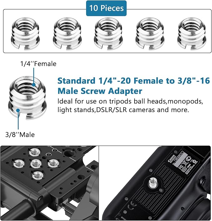 ChromLives Camera Tripod Adapter, 26Pack Camera Screw Mount Set 1/4 Threaded Converter Screws Adapter, 1/4 to 3/8 Hot Shoe Adapter,Tripod Mount Adapter Set for Monopod/Quick Release Plate