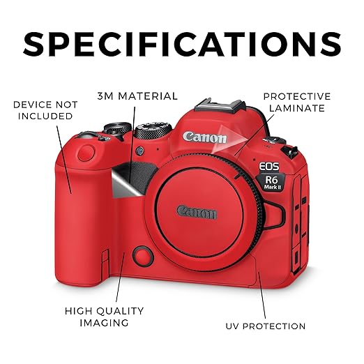 Camera Skin Compatible with Canon EOS R6 Mark II Camera (2022) - Solid Red - Premium 3M Vinyl Protective Wrap Decal Cover - Easy to Apply | Crafted in The USA by MightySkins