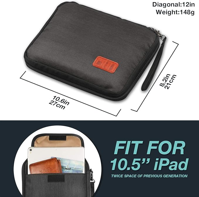 Travel Cable Organizer Bag Double Layer Waterproof Portable Electronic Accessories Organizer for USB Cable Cord Phone Charger Headset Wire SD Card with 10pcs Cable Ties(Black10.6x8 in)