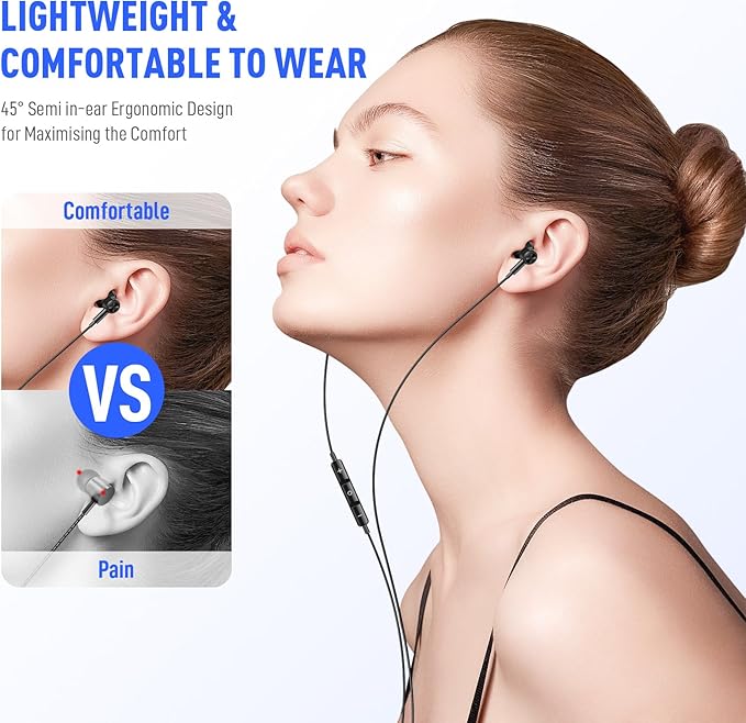USB C Headphones for Samsung S26 S24+ S25 Ultra 23, Type C Earphones with Microphone Magnetic Volume Control HiFi Stereo Wired Earbuds for iPhone 17 Pro Max Air 16/Galaxy A53 S22 S21 FE Fold/Pixel 10