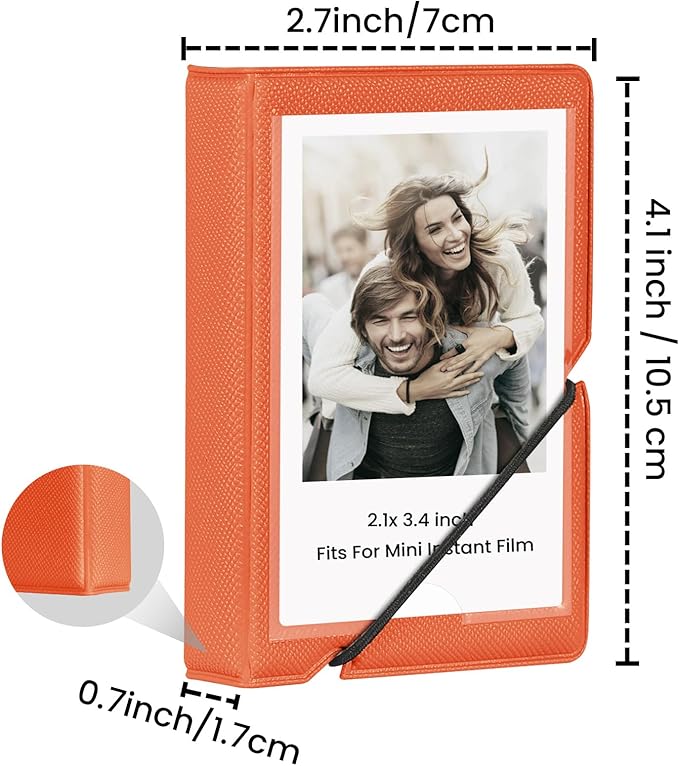 Lifting 2 Pack Mini Photo Album with 28 Pocket 2x3 Inch Pictures Fits for Fujifilm Instax Mini 7s 8 9 11 25 26 40 50s 90 Evo Z2300 Instant Camera, Polaroid Snap,Kpop Photocard Holder (Salmon Orange)