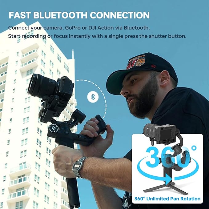 FeiyuTech SCORP Mini 3 Pro Camera Gimbal with AI Tracker,Detachable Remote Handle All in One Camera Stabilizer,for Sony/Canon/Nikon/Gopro11/DJI Action 5 pro/iPhone 16,Payload 4.4lbs,Bluetooth Control