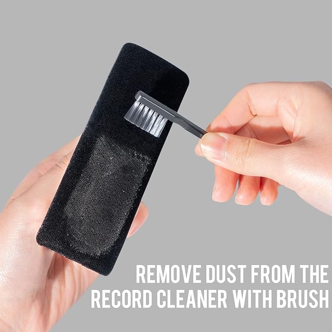 CLICK CLEAN Vinyl Record Cleaner Kit, Anti-Static, Includes Ultra-Soft Velvet Brush & Small Microfiber Brush, Drawstring Storage Pouch