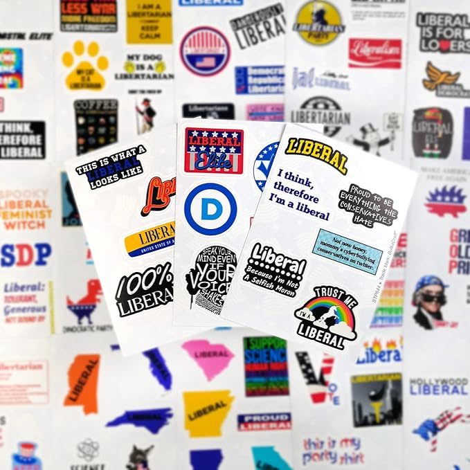 BulbaCraft 100Pcs Liber al Stickers, Demo crat Stickers and Decals for Laptops and Water Bottles, Libertar ian Decals, Gifts for Women & Men