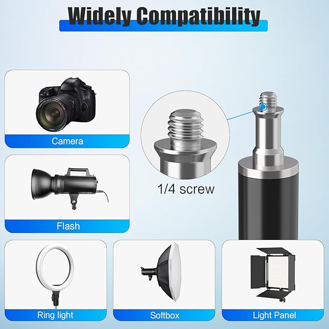 Professional Light Stand Photography 110"/9.2ft/280cm, Air Cushioned Photo Video Metal Tripod Stand for Softbox, Studio Light, Reflector, Ring Light, Heavy Duty Max Load 8kg/17.6lb, 1/4" Screw