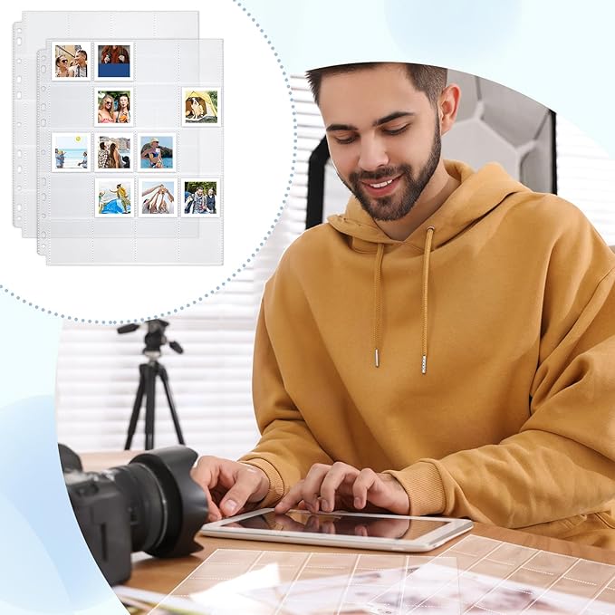 Fuyoooo 50 Pack Protective Photo Slide Pages Holds 20 35mm Slides Top Loading Photo Page Sleeves for 3 Ring Binder Holds 1000 2 x 2 Inch Photos Clear Archival Slide Storage Album Refill Preservers