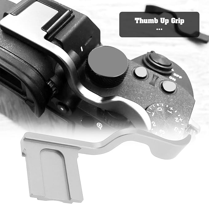 Camera Hot Shoe Thumb Up Rest Hand Grip with Concave Shutter Release Button Compatible with Fujifilm XT50 XT5 XT4 XT3 XT30 XT2 XT20 XT10 Digital Camera, Silver