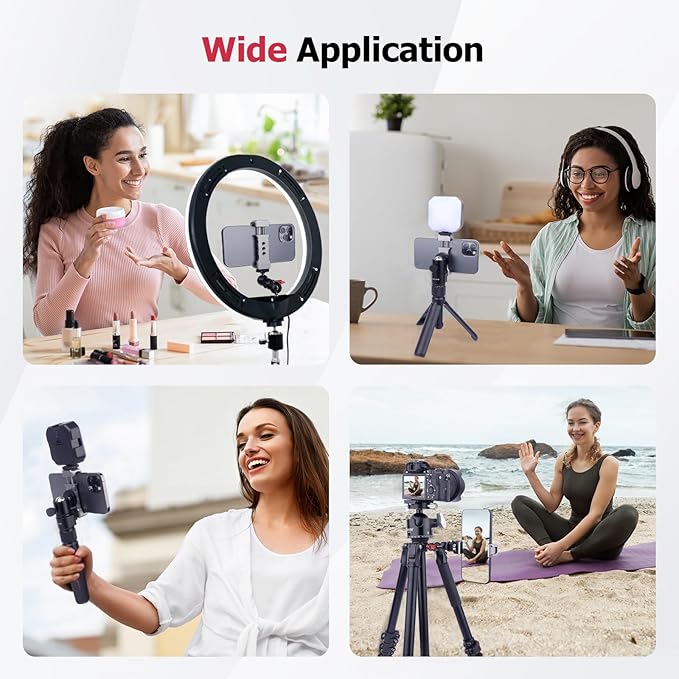 Came-TV Universal Aluminum Phone Clamp with Cold Shoe & 1/4" Threads – CNC-Machined Grip for 60-80mm Smartphones (Tripod/Mic/Light Mount) (61035)