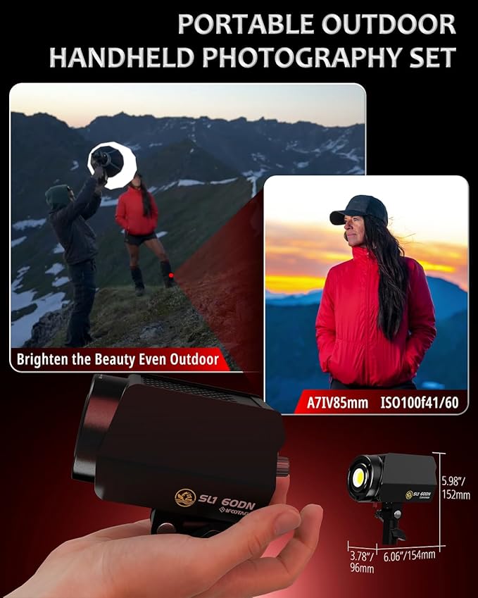 IFOOTAGE LED Continuous Lighting, 70W LED Video Light with Carry Bag, CRI 98/TLCI 99/12200LM/5600K Daylight, Blueteeth APP Control, Outdoor Handheld Continous Output Light, SL1 60DN