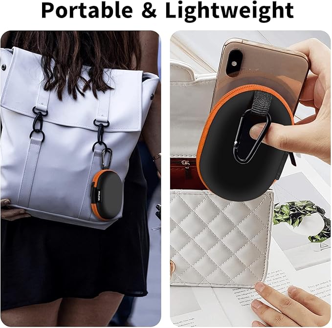 MOLOVA for Earbuds Carrying Case, Small Oval Storage Cases, Tech Pouch, Portable Storage Earbud Pouch Bag for Earbuds, in-Ear Headphones, Earphones, Headsets, Hearing Aids, USB Charging Cable, Orange