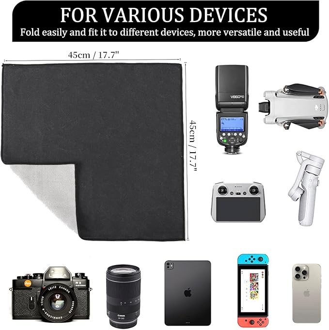 MDAOCRY 2 Pack Camera Protective Wrap, Lens Protector, Magic Self-Adhesive Cloth for DSLR/Camera Lens/Phone/Accessories, 17.7''*17.7