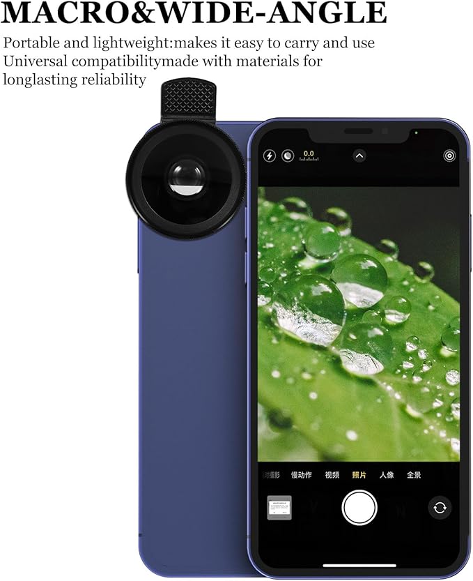 Universal Clip-on Phone Camera Lens Kit 2-in-1 Ultra Wide Angle and Macro Lens for Mobile Photography Lightweight Black Compatible with Smartphones
