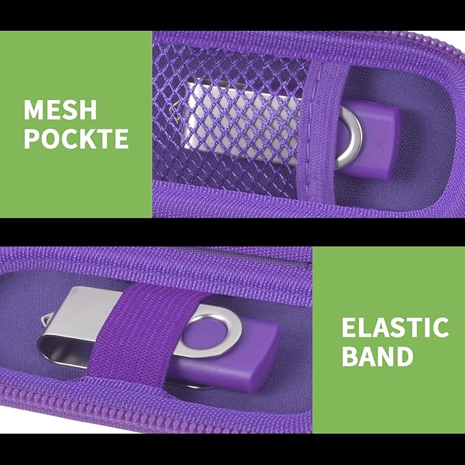 USB Flash Drive Case, SD Card Holder Compatible with Thumb Drive, Memory Cards, SDXC SDHC Storage Bag, Electronic Accessories Organizer for SanDisk for Samsung for Inland (Purple)