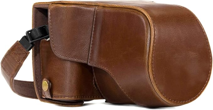 MegaGear MG982 Ever Ready Leather Camera Case and Strap for Fujifilm X-T30, X-T20, X-T10 (16-50mm / 18-55mm Lenses) - Dark Brown