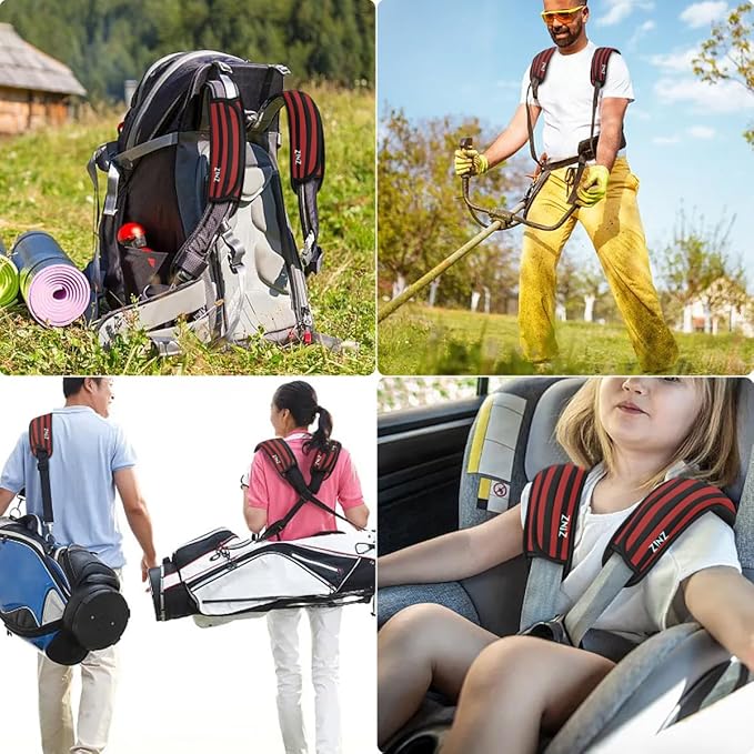 ZINZ 2-Pack Universal Shoulder Pad with Ultra Thick Cushion for Bag Luggage Bag Crossbody, Plus Long & Anti-Slip & Breathable,Black red Black