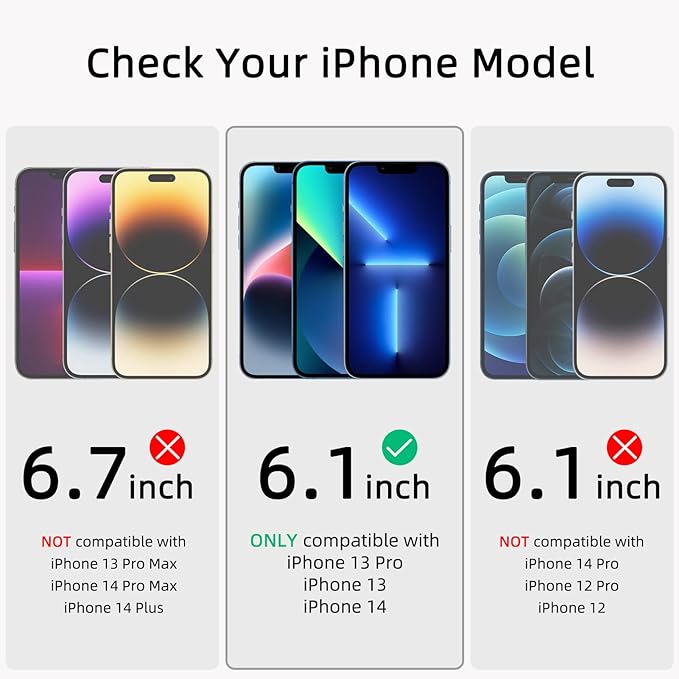 ruwa Privacy Screen Protector for iPhone 13/13 Pro/14/16e [3-Pack][6.1 Inch] Display Tempered Glass Film with Easy Installation Frame, Ultra HD, 9H Hardness, Scratch Resistant, Case Friendly