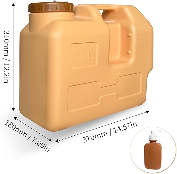 4 Gallon Water Container with Spigot, Portable Water Jug with Hand Sanitizer Bottle, No Leakage Camping Bucket, BPA Free Emergency Water Storage Tank for Camping, Outdoor Hiking, Picnic