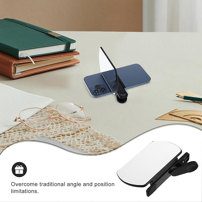Phone Camera Mirror Reflection Clip Kit with Adjustable Angle and Storage Bag for Smartphone Photography Travel Selfie Reflector Accessories