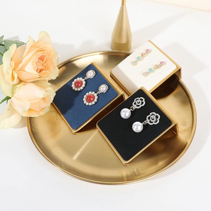 GemeShou Black earring holders for selling, Velvet earring stands Jewelry display, metal gold studs board【Black】