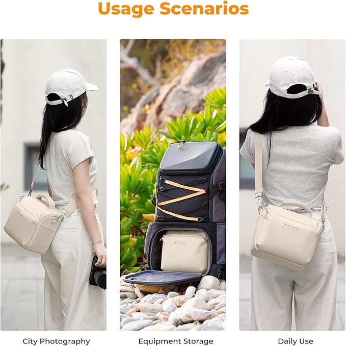 K&F CONCEPT Camera Sling Bag Small Crossbody Camera Case DSLR/SLR/Cute Compact Shoulder Photography Bags for Photographers-Beige