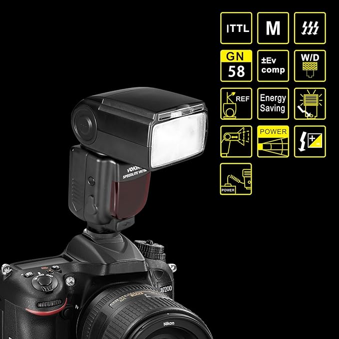 VK750II TTL Camera Flash Speedlite with LCD Screen Compatible with Nikon D3500 D3400 D3300 D3200 D3100 D5600 D7100 D7200 D5300 D5500 D500 D850 D750 and Other DSLR Cameras with Standard Hot Shoe