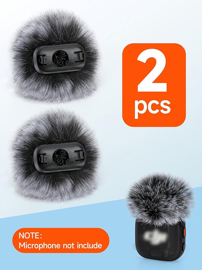 YOUSHARES Windscreen for DJI Mic 3 Transmitter (2 Pack) - Professional Wind Muff Pop Filter to Reduce Wind Noise - Easy Snap-on Design for DJI Mic 3 Wireless Microphone (Grey)