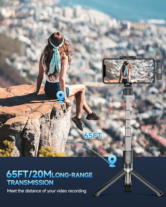 Professional Wireless Mini Microphone for iPhone, iPad, Android Phone, Cordless Omnidirectional Lavalier Lapel Mic, Plug-Play Microphone for Interview Video Podcast Vlog YouTube