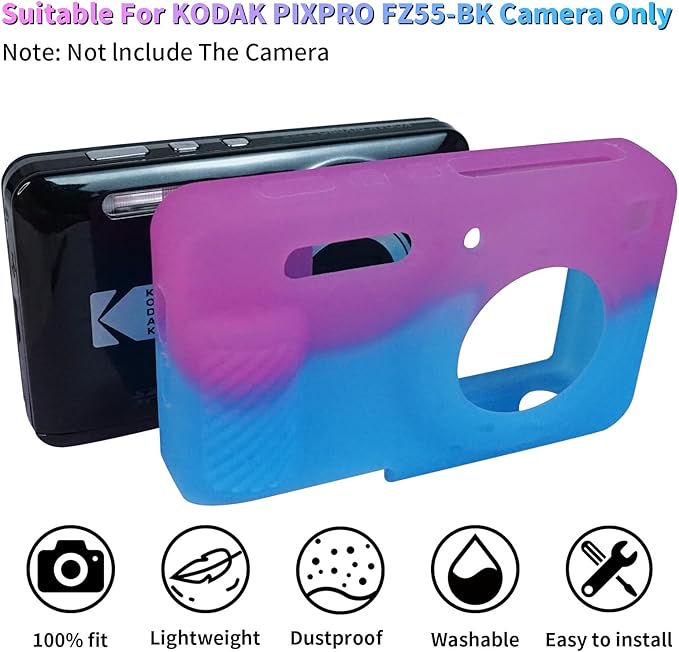 Easy Hood Camera Case for Kodak PIXPRO FZ55, Soft Silicone Cover Anti-Scratch Slim Fit FZ55 DSLR Camera Sleeve Body Skin Travel Protective Case, Rose Blue