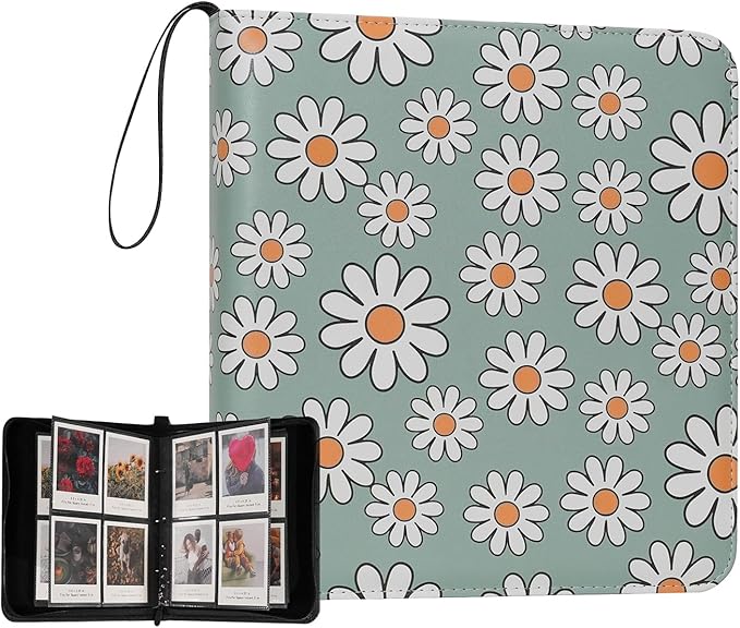 240 Pockets Portable Binder Photo Album Book For i-Type Square Polaroid Photos and Instax Wide Film Pictures (Daisy)